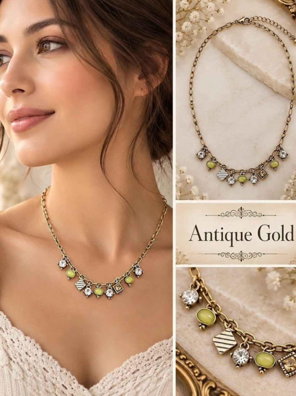 Lia Sophia Antique Gold-Tone Charm Necklace